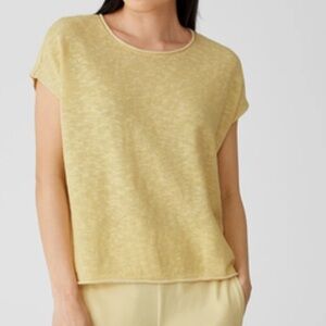 Eileen Fisher Cotton Linen Square Top Size Small Cap‎ Sleeve Organic